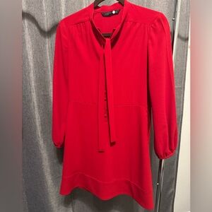 Zara red bow tie dress